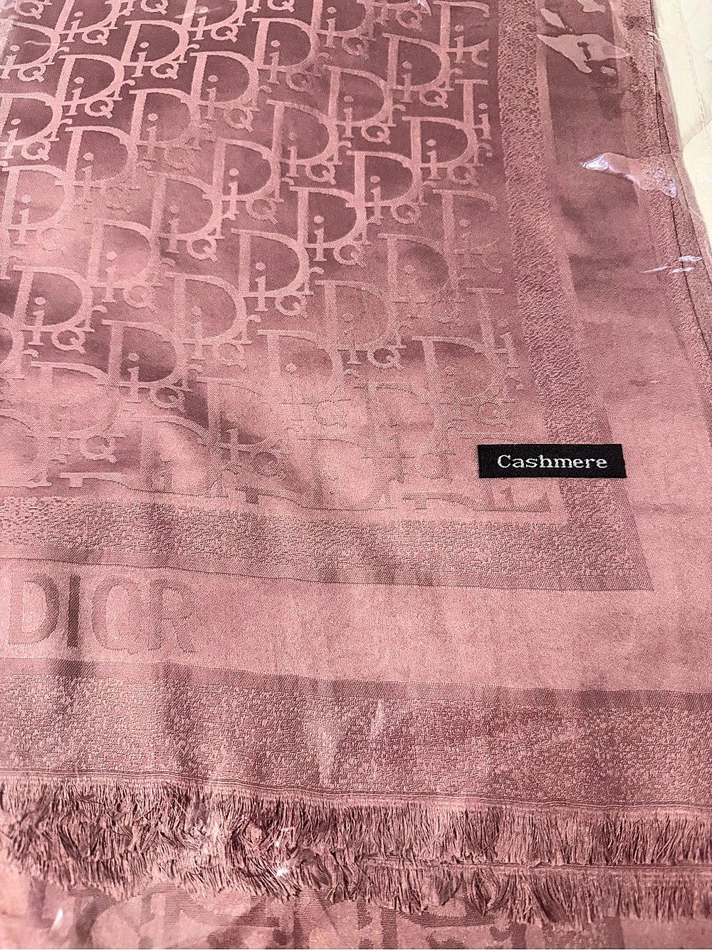 Dior Cashmere Monogram Scarf in Pink